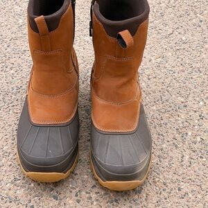 L.L. Bean Tan Leather and Dark Brown Rubber Waterproof Pull-On Boots